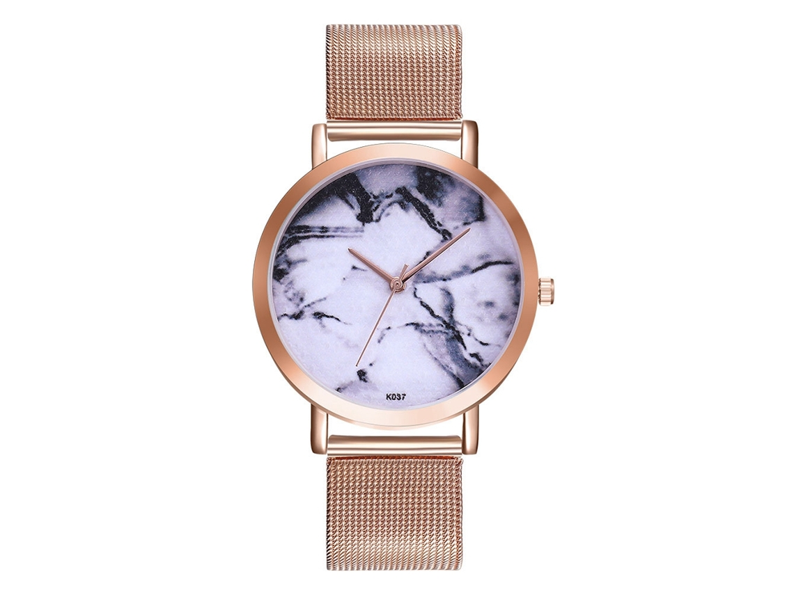 Reloj De Pulsera Casual Para Hombre Y Mujer Analógico Correa De Malla Oro Rosa Cuarzo