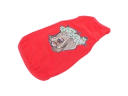 Bonita Camiseta Suave Y Transpirable Para Perros Con Pedrería Para Cachorros, Talla M, Roja.