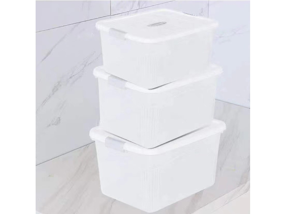 Cajas de almacenamiento con tapa, juego económico de tres piezas (tamaño mediano, grande y extra grande)