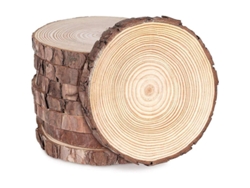 8 Rodajas De Madera Redonda Natural De 16-17 Cm Y 15 Mm De Grosor Para Manualidades, Decoración De Bodas Y Navidad.