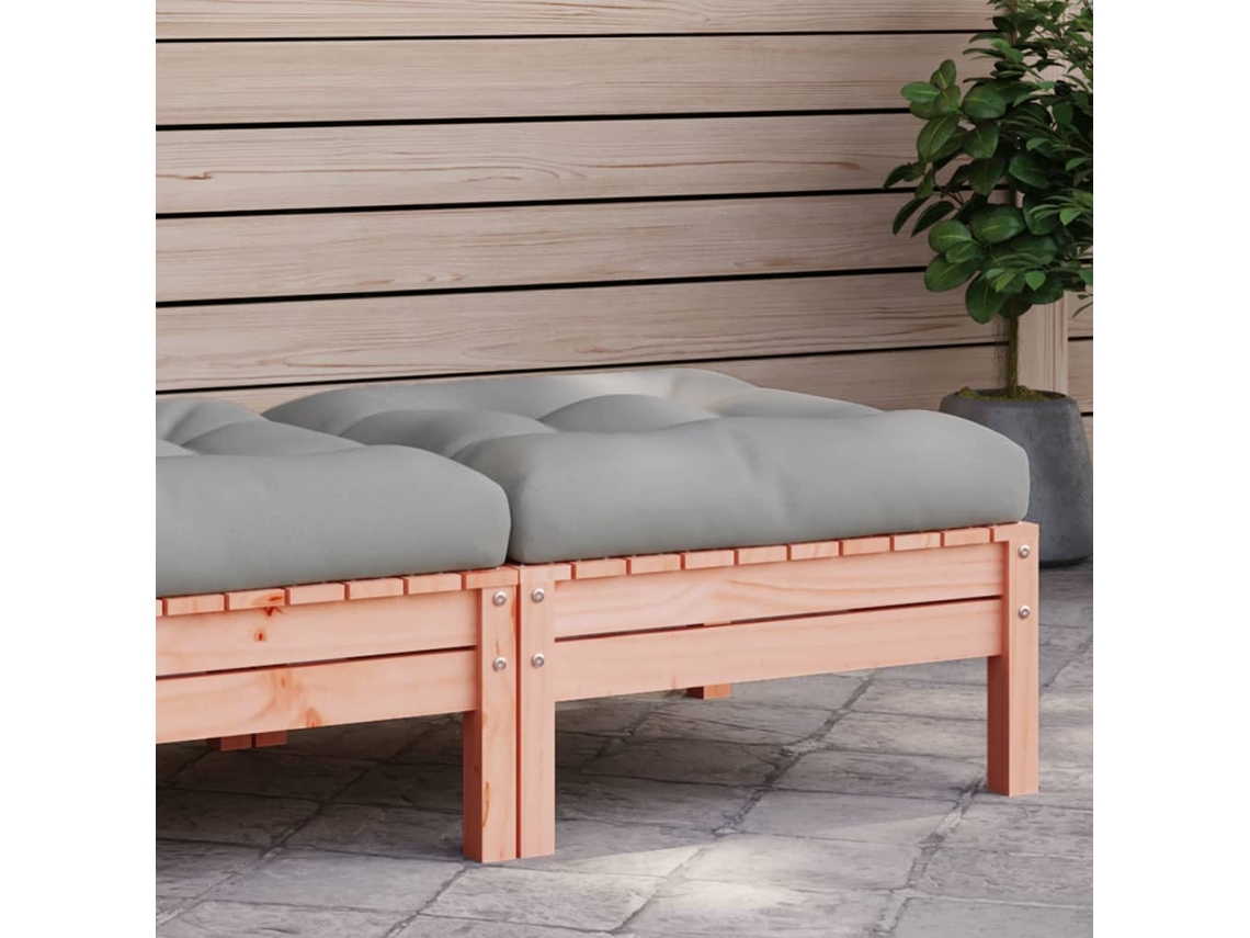 Reposapiés de jardín con cojín de madera maciza Douglas WSD75252