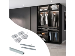 EMUCA Kit de accesorios para puertas correderas y mueble Flow 2 con cierre suave con guías para empotrar 2-35M- Paneles no incluidos- Anodizado mate