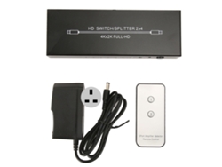Divisor De Interfaz Multimedia Hd 2x4 4k 60hz Con Control Remoto, Enchufe Británico.