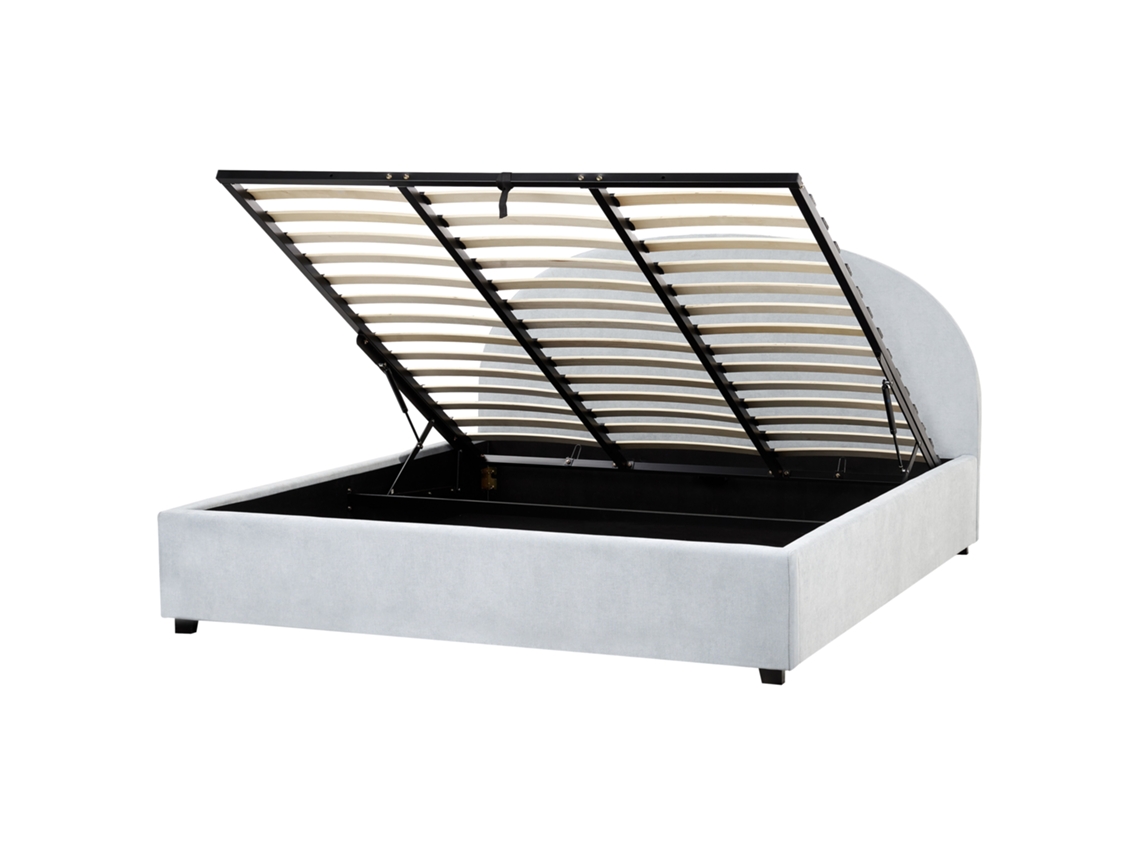 Cama con almacenaje Beliani Vaucluse de poliéster azul (194 x 214 x 112 cm)
