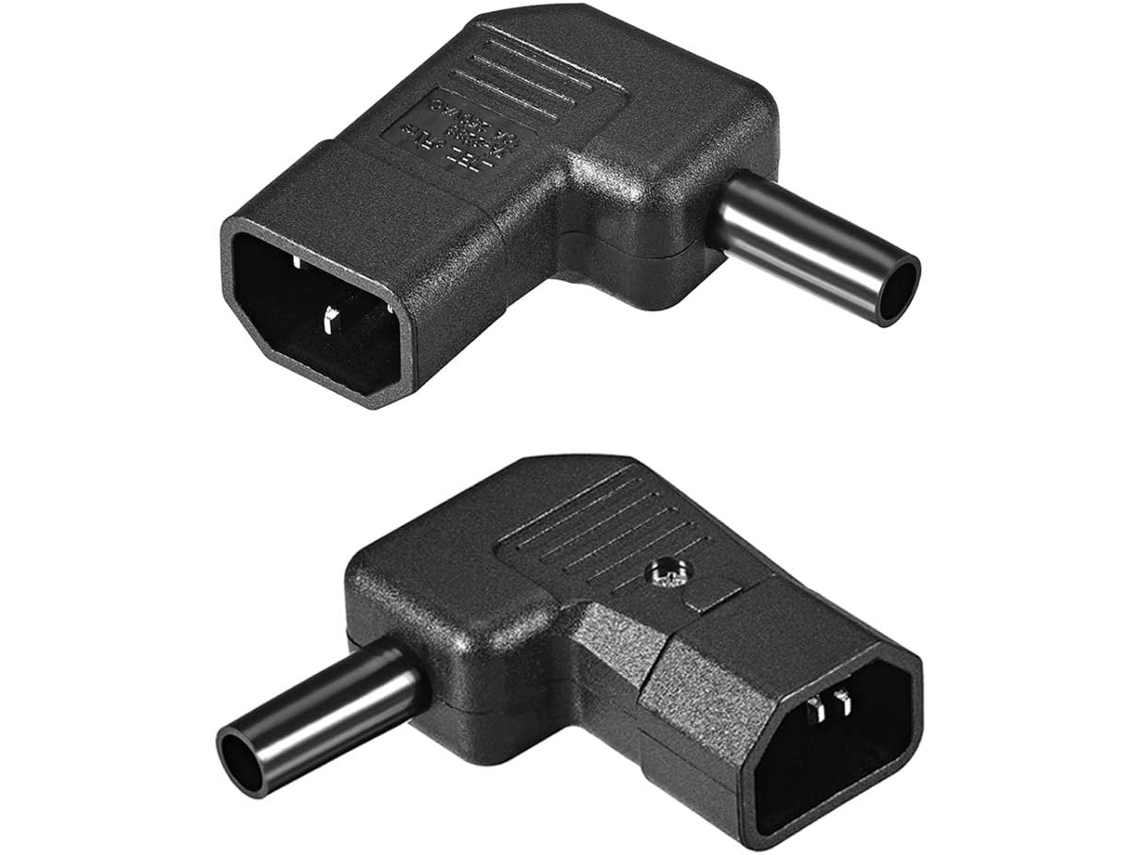 2 Adaptadores De Enchufe Iec320 C14 De Ángulo Recto Para Ac110-250v 10a