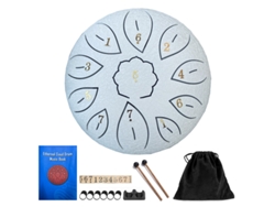 Tambor Handpan Digitallab de 6 pulgadas con 11 notas menores para niños, incluye baquetas (blanco).