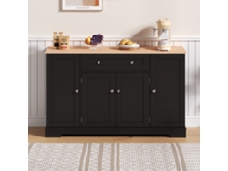 Aparador multifuncional de 138 cm con cajón, puertas con estantes ajustables y diseño moderno con sistema antivuelco. Color negro natural.