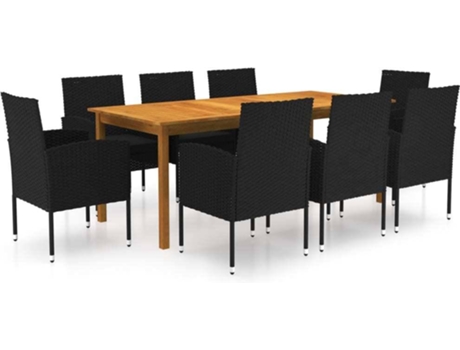 Conjunto 9 de comedor de jardín de VIDAXL negro