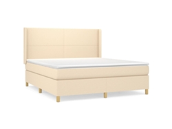 Maison Exclusive - Cama Box Spring Con Colchón Tela Color Crema 160x200 Cm