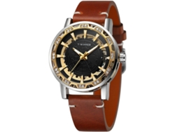 Masculino Viento Manual Esqueleto Mecánico Mapa Mundial Esculpido Reloj Analógico Yuysan