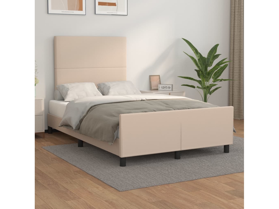 Estructura Cama Sin Colchón Cuero Sintético Capuchino 120x200cm