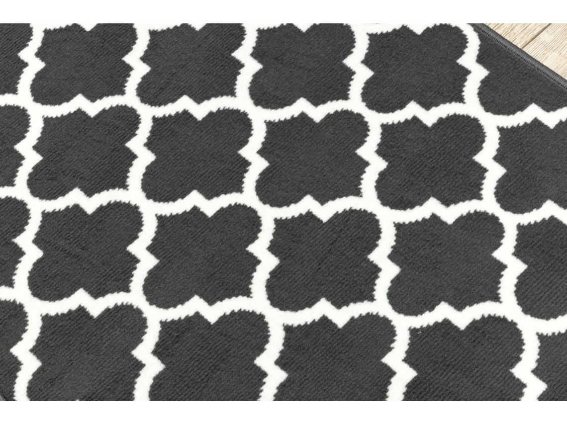 Alfombra de Pasillo Bcf Morad Trelis Espaldera Marroquí Gris/Crema 90 cm