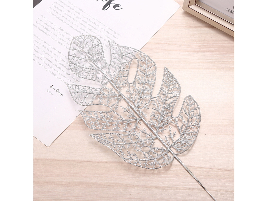 Hoja Navideña Artificial Con Purpurina Y Agujero, Decorativa Para Coronas Y Árboles De Navidad.