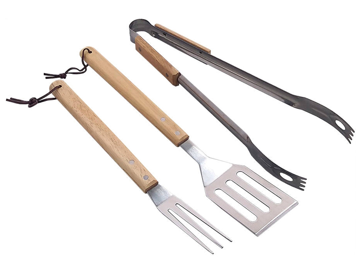 Set 3 Herramientas Bbq Acero Inoxidable EDM