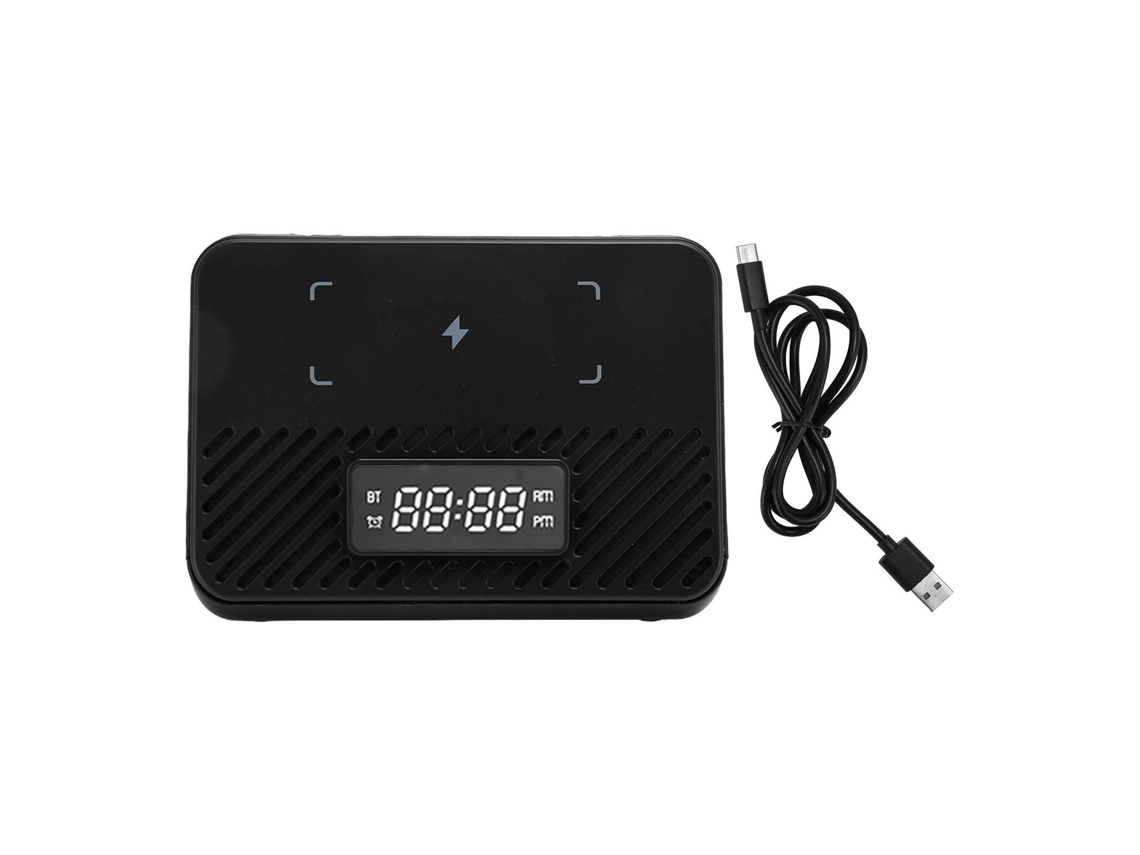 Estación De Carga Inalámbrica 3 En 1 De 15 W Con Altavoz Bluetooth Y Reloj Despertador Digital - Negro