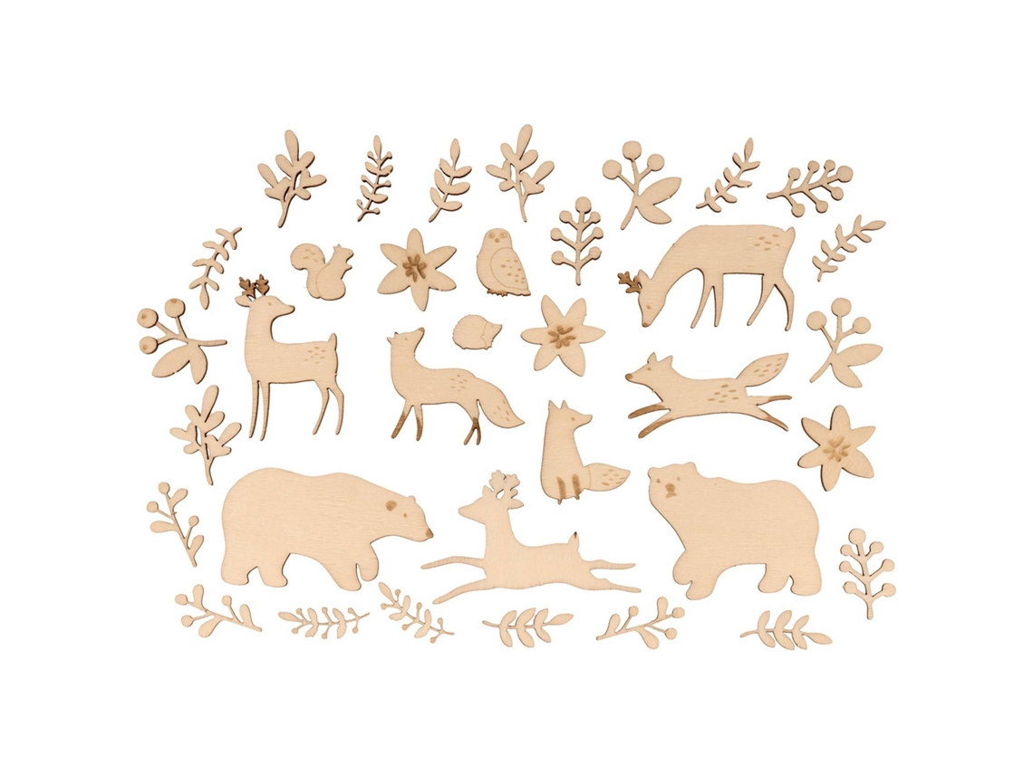 35 Mini decoraciones de madera - Animales y Plantas