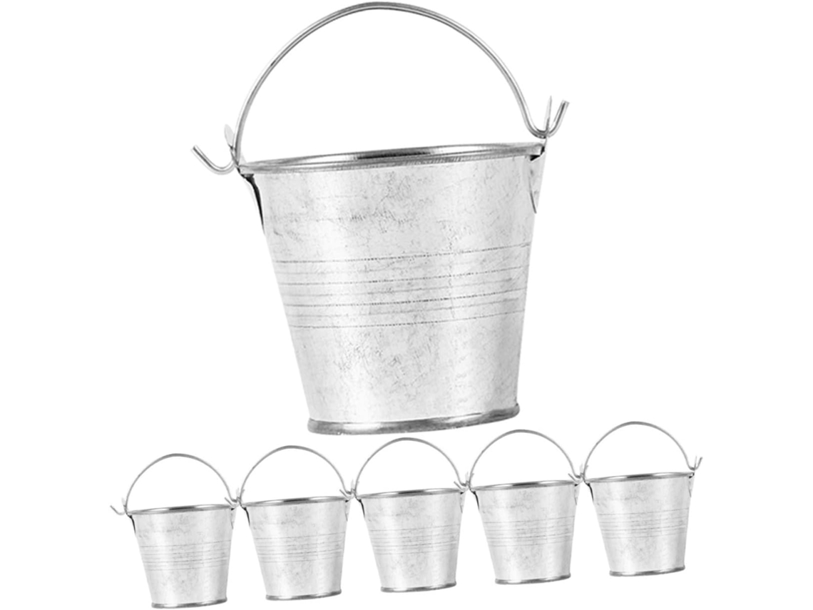 Minicubos Metálicos De 6 Piezas Con Asas, Cubos Metálicos Para Dulces Y Aperitivos.