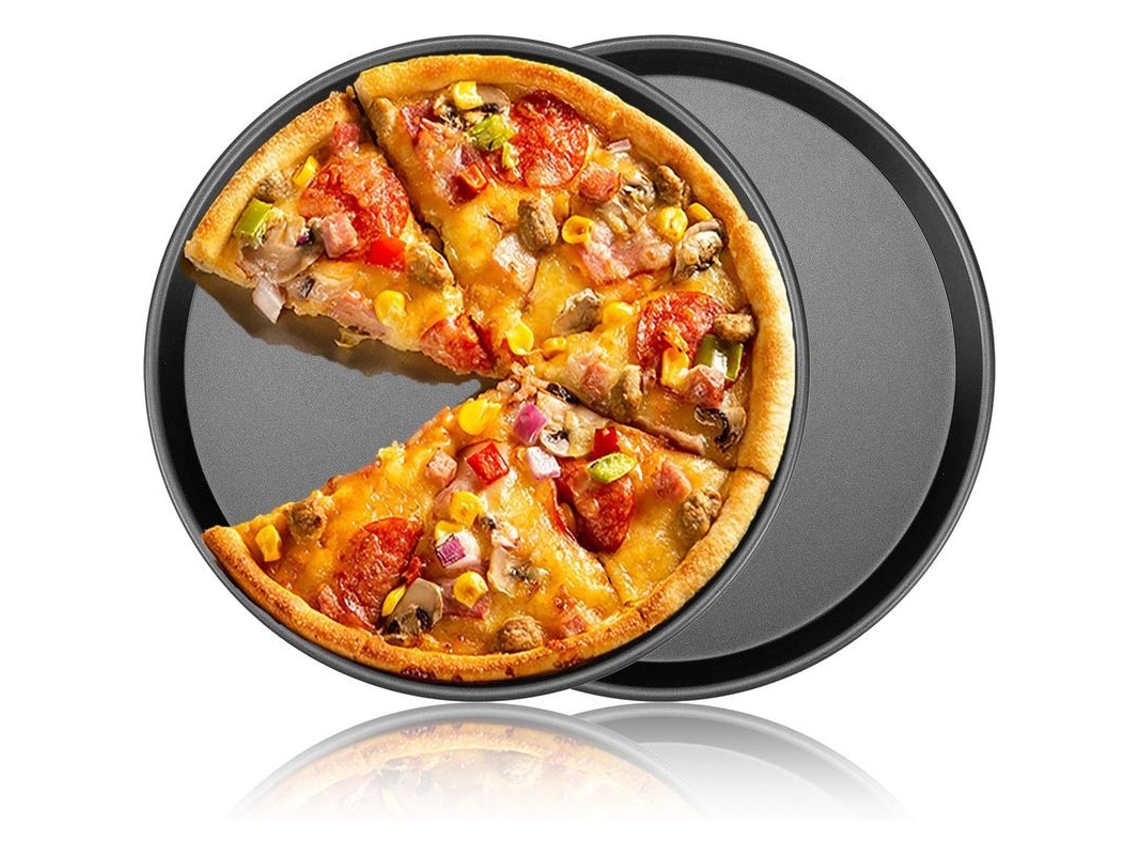2026da-moldes Para Hornear Pizza 12 Pulgadas 2 Piezas, Molde Antiadherente De Acero Carbono Para Pizza, Pasteles Y Galletas