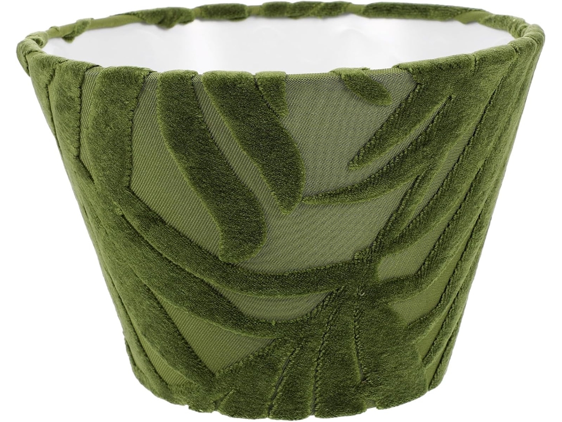 Lámpara De Mesa De Tela De 20x20x14 Cm Con Estampado De Hojas En Relieve, Ideal Para Oficinas Y Habitaciones De Hotel.