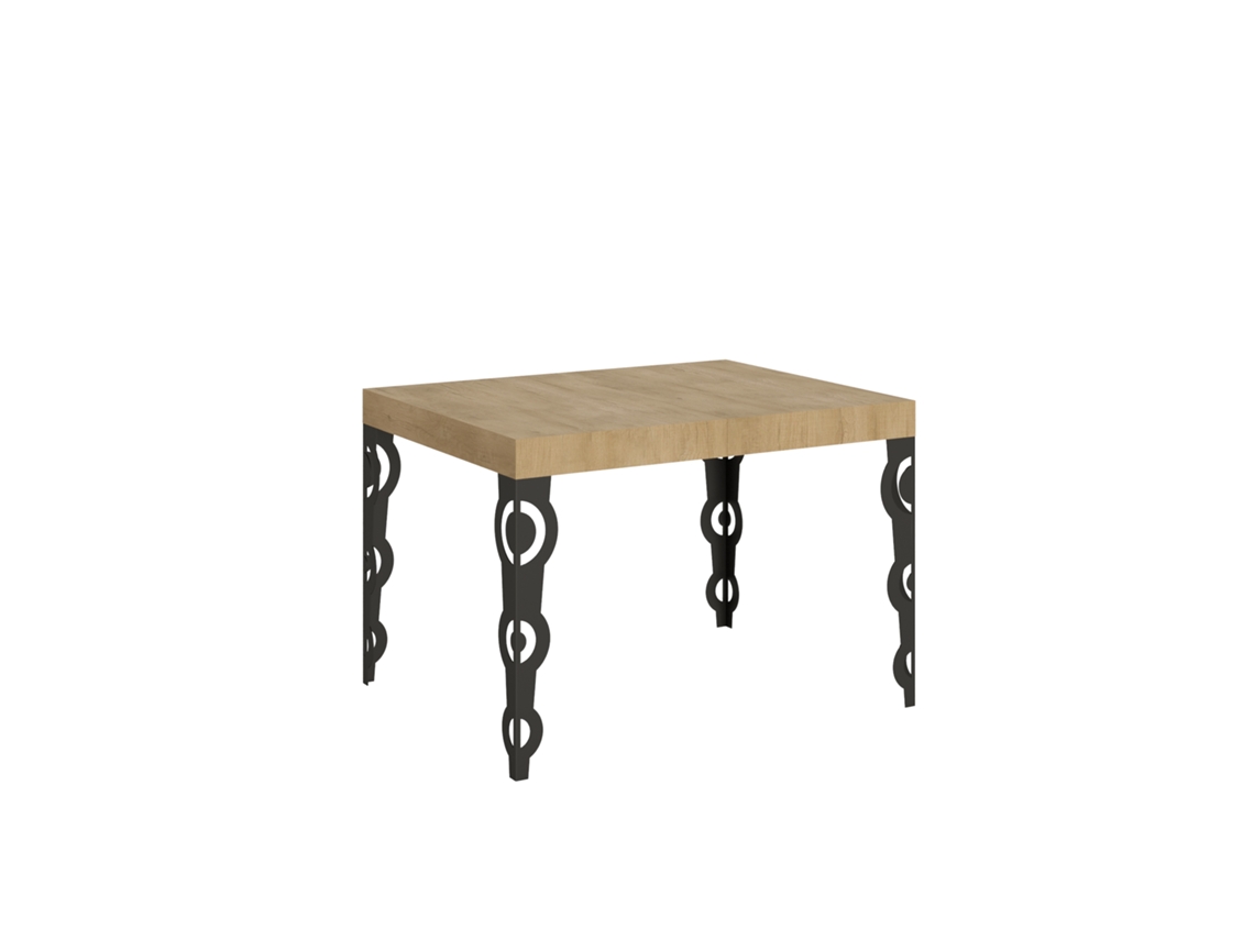 Mesa extensible 80x120/204 cm Karamay Roble Natural estructura Antracita