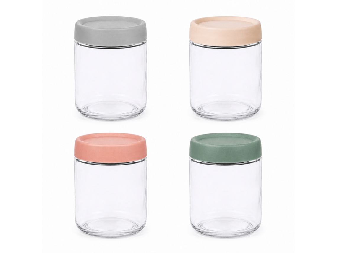 Tarros Para Conservas Relaxdays, Set 4 X 450 Ml, Tapa Twist-off Hermética, Para Mermeladas, Transparentes/colores