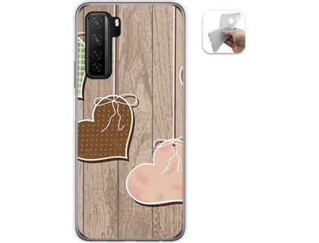 Carcasa Huawei P40 Lite 5G TUMUNDOSMARTPHONE Corazones Madera Multicolor