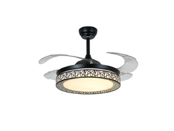 Ventilador de Techo Nido Negro 4 Aspas Retráctiles 72W Led 3000-4000-6000K Alt.35Xd.108/50Cm FERRIMEX