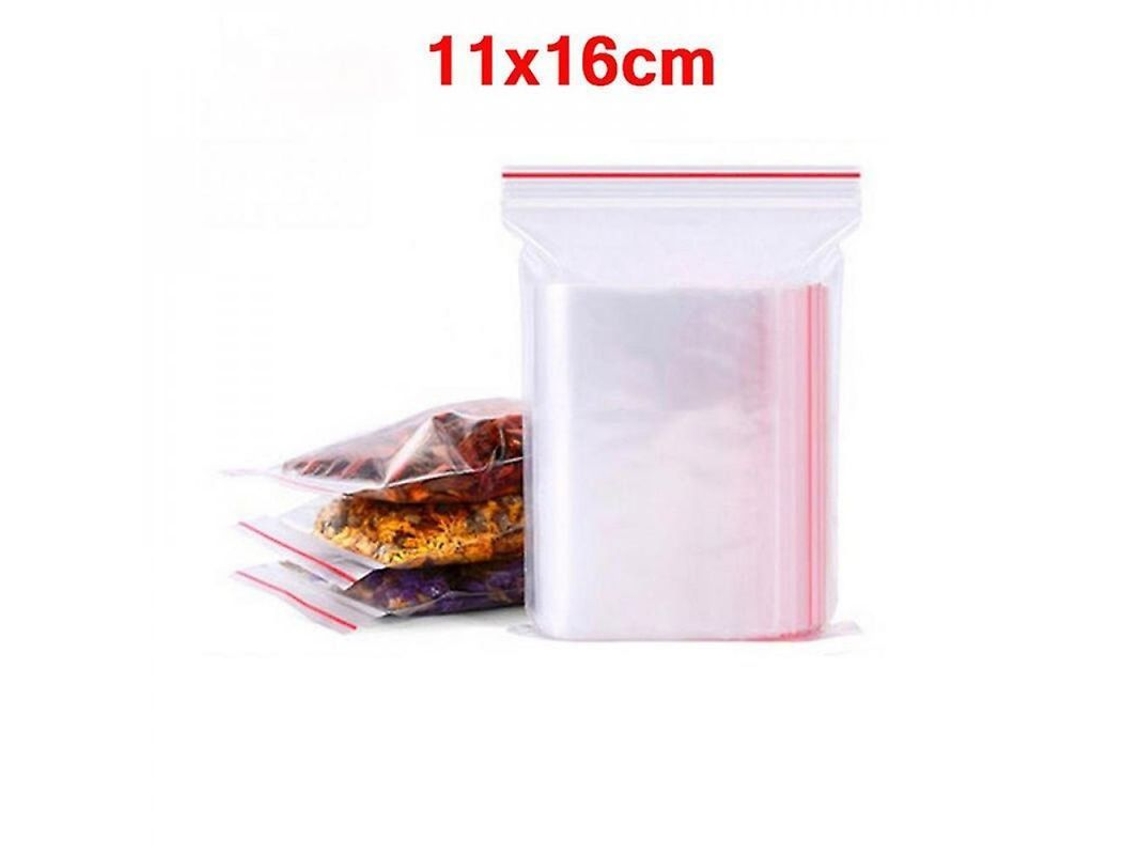 2026 - Sacos plásticos transparentes com fecho hermético para armazenamento de alimentos, 100/300/500 unidades, 500 unidades, 11x16cm