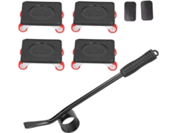 Kit para Elevación y Traslado de Muebles con 4 Deslizadores y 4 Ruedas para Cargas Pesadas hasta 770 kg con Sistema de Goma Antideslizante