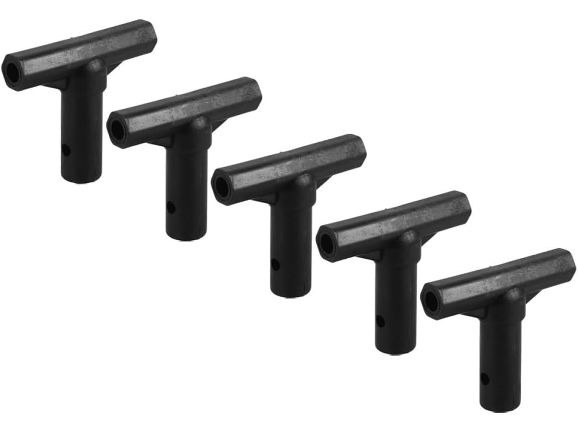 Juego de 5 conectores en T para manguera de trampolín, fabricados en PP negro, para uso interior y exterior.