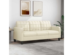 Sofá De 3 Plazas De Cuero Sintético Color Crema 180 Cm