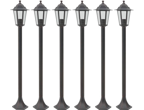 vidaXL Farolas de jardín aluminio bronce E27 110 cm 6 unidades