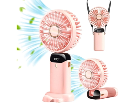 Mini Ventilador Portátil BISBISOUS N15 Ventilador de 5 Velocidades Ajustable en 90 (Rosa)