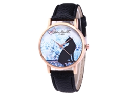 Reloj De Pulsera De Aleación Analógico De Cuarzo Con Dial Redondo Negro Pareja
