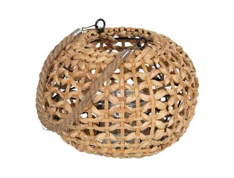 Farol Portavelas Farol Beige Metal Cristal Jacinto de agua 26 x 26 x 18 cm BIGBUY HOME