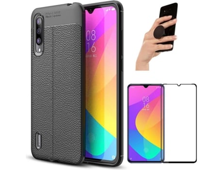 Carcasa, Protector y Popsocket Xiaomi Mi 9 Lite Rugged Leather Negro