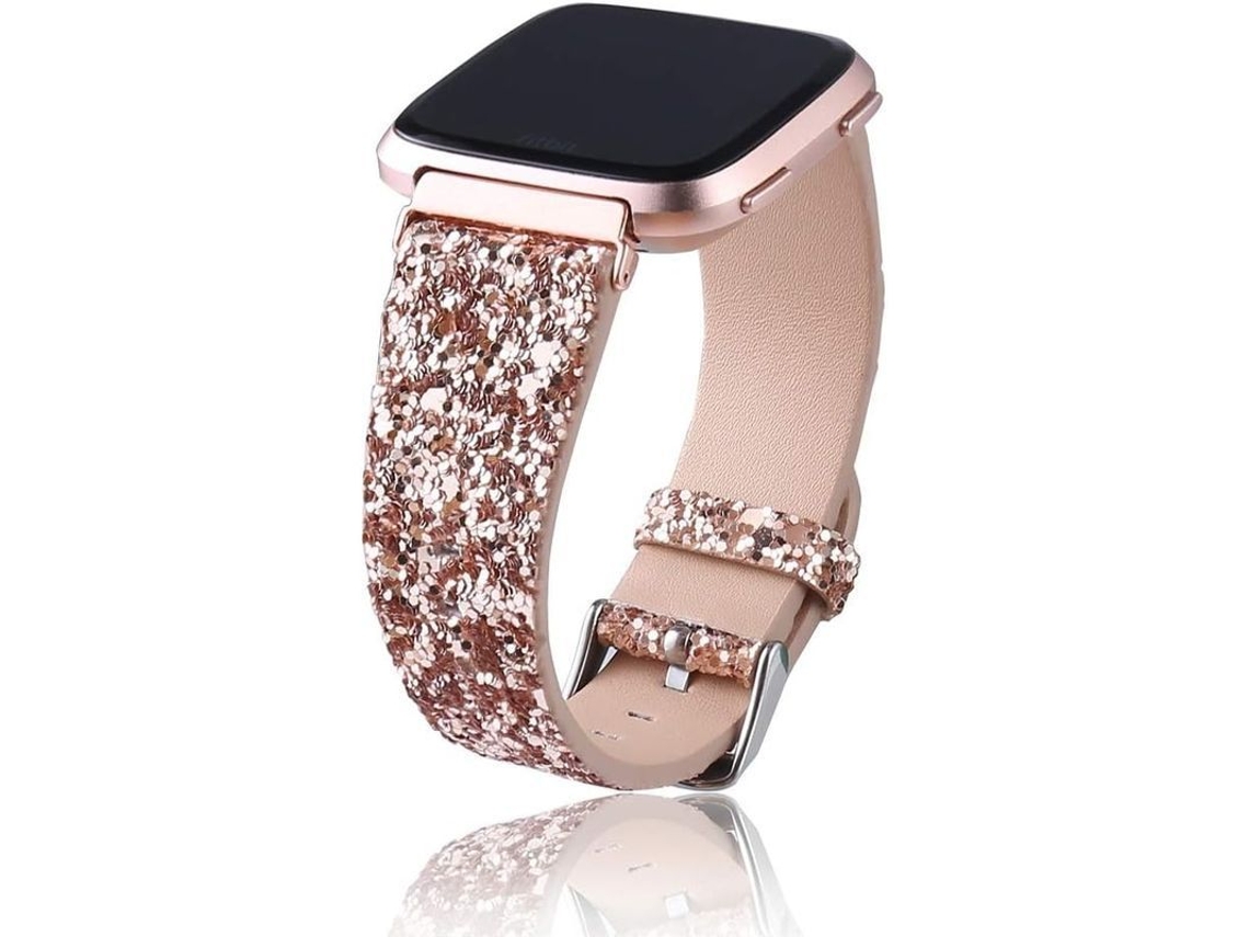Nueva Pulsera Bling Compatible Con Fitbit Versa/versa 2/lite, Lujosa Pulsera De Cuero Brillante Para Mujer.