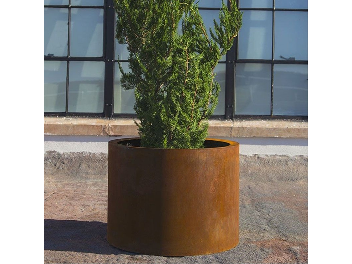 Jardinera Cilindro Acero Corten Unidad / Ø 63.5 Cm / 33 Cm