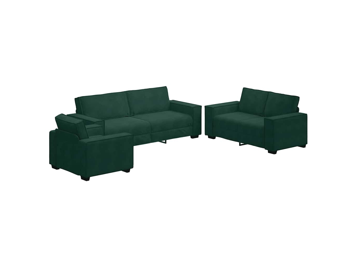 Maison Exclusive - Juego De Sofás Con Cojines 3 Piezas Terciopelo Verde Oscuro