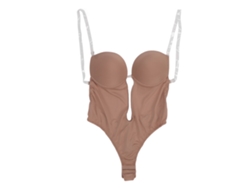 Body Shape Bodysuit Feminino De Controle Firme Com Apoio No Peito E Alças Ajustáveis Tamanho L Marrom Escuro