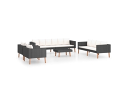 Maison Exclusive - Conjunto de jardín de 5 piezas con cojines de mimbre, color negro.