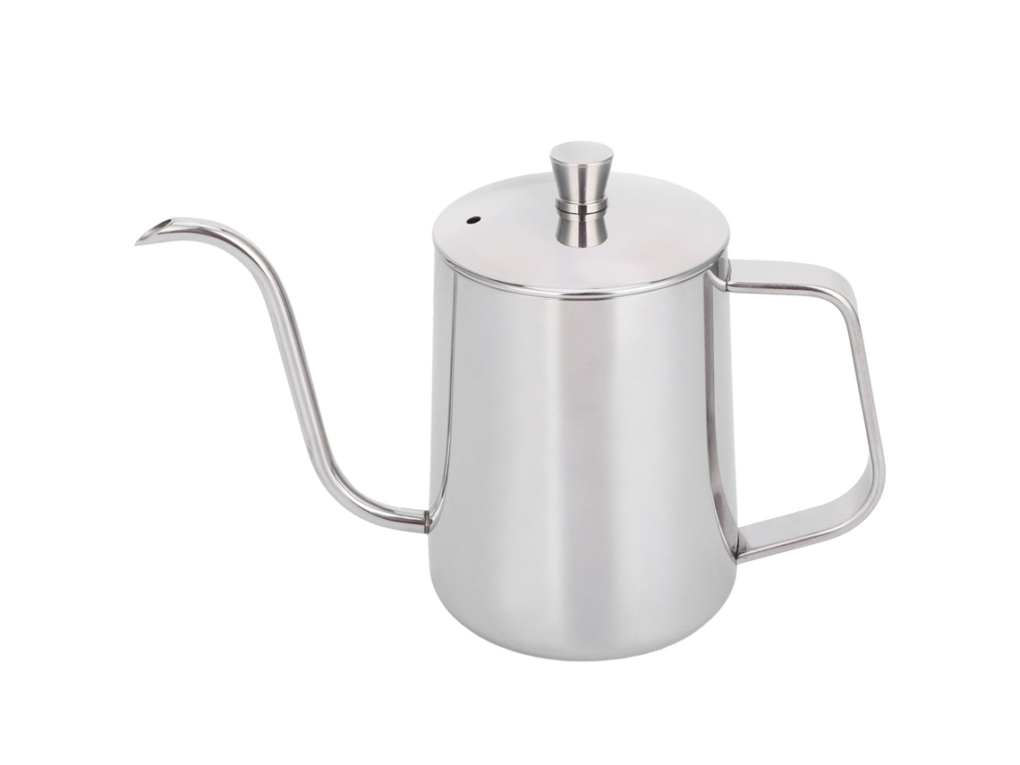 Cafetera de goteo de 600 ml en acero inoxidable 304, color plateado, con tapa