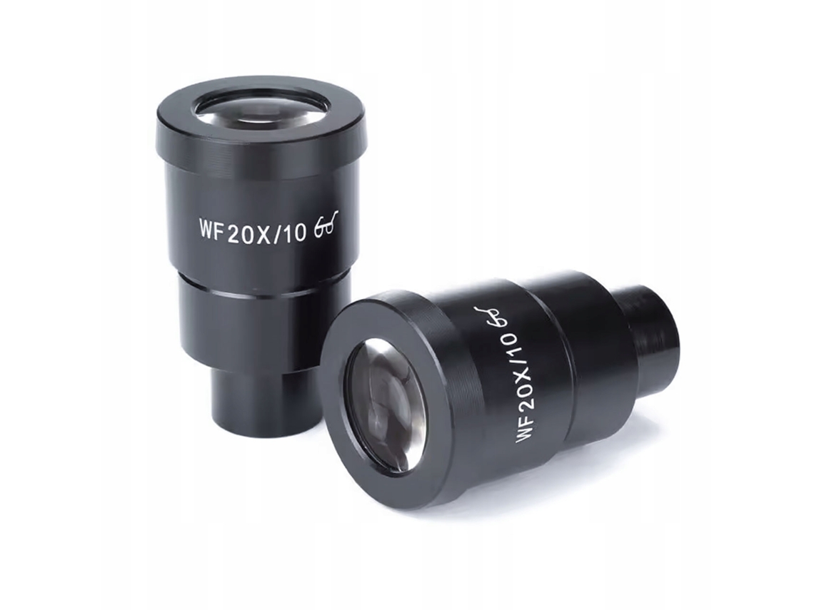 Juego de oculares WF20x/10 – Aumento de 20x | Campo de visión de 10 mm | Óptica de vidrio | Para microscopios