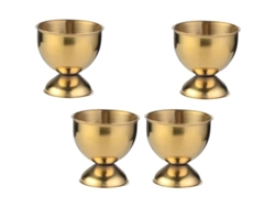 Juego De 4 Hueveras De Acero Inoxidable Con Acabado Dorado, Ideales Para Restaurantes, El Hogar Y Fiestas.