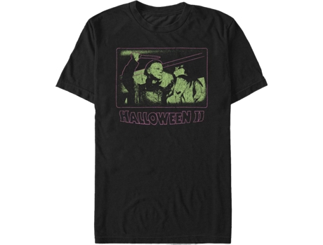 Camiseta Unisexo DEEPSTONE Neon Michael Myers Attack Halloween II Negro (XXL)