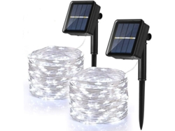 paquete De 2 Guirnaldas De Luces Solares Para Exteriores, Impermeables, 12 M, Led Solares