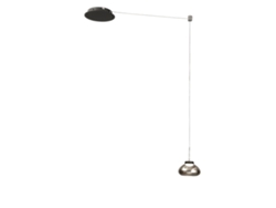 Lámpara colgante descentralizada Arabella, cristal ahumado, LED Fabas Luce 8W ajustable, montaje descentralizado