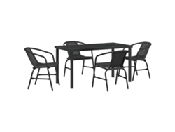 Conjunto de comedor de jardín vidaXL de 5 piezas de ratán negro y plástico