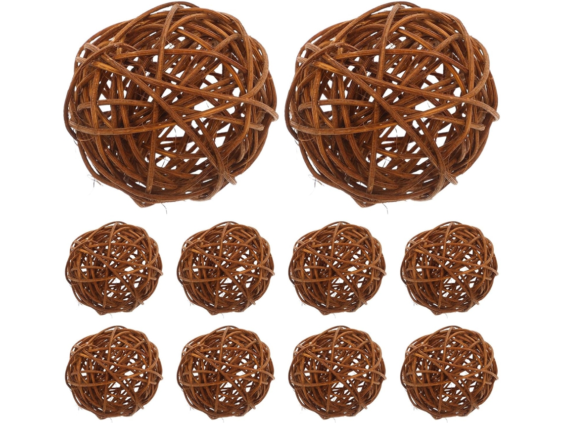 12 Bolas Decorativas de Ratán, Marrón, 7 cm, Relleno Natural para Cuencos y Jarrones 12 Bolas Decorativas de Ratán, Marrón, 7 cm, Enc Gokoco