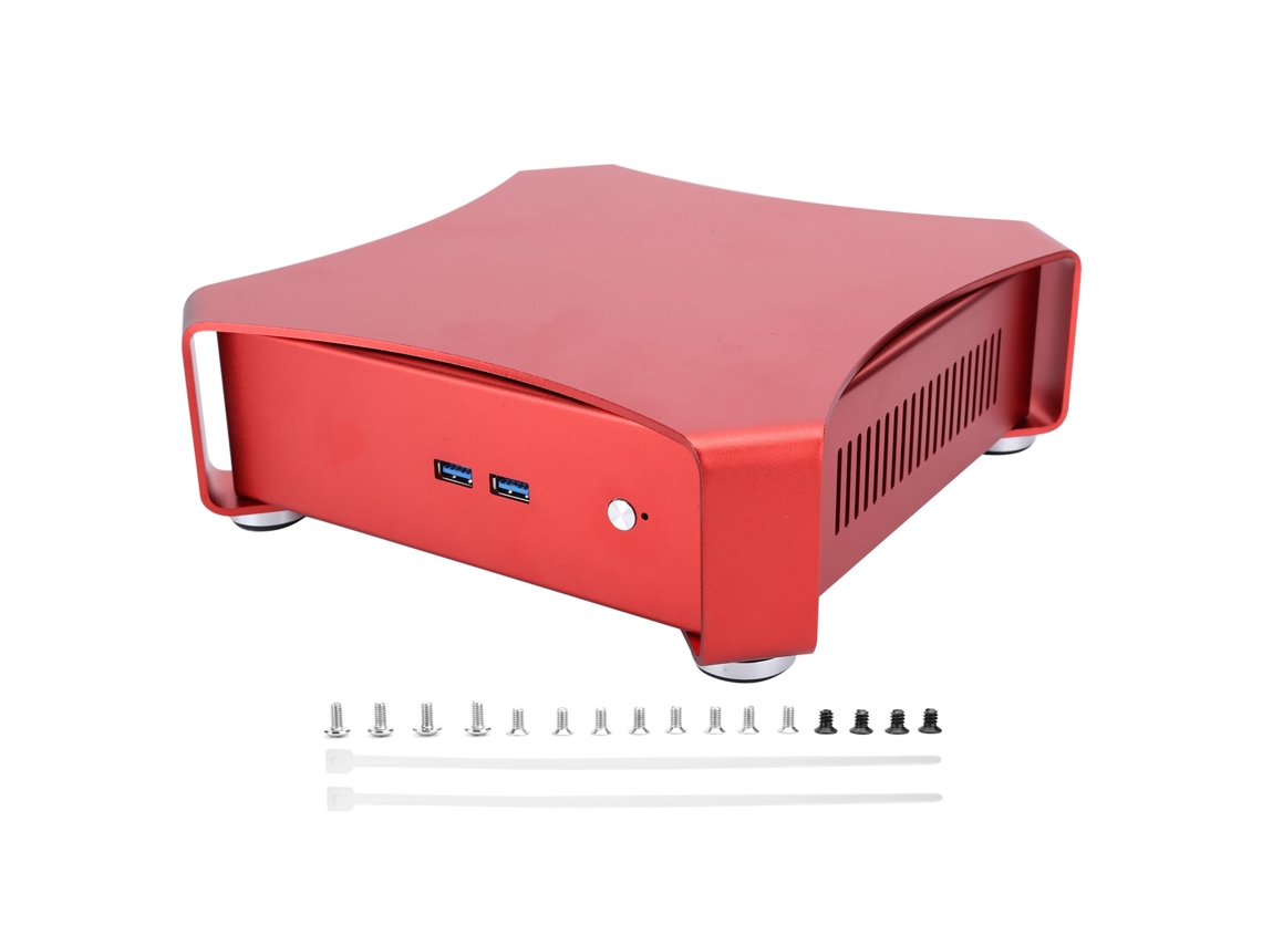 Caja De Juego Para Pc Mini Htpc Itx De Aluminio Completo Usb3.0 Pequeño Ordenador De Sobremesa Para Juegos X3vino Rojo